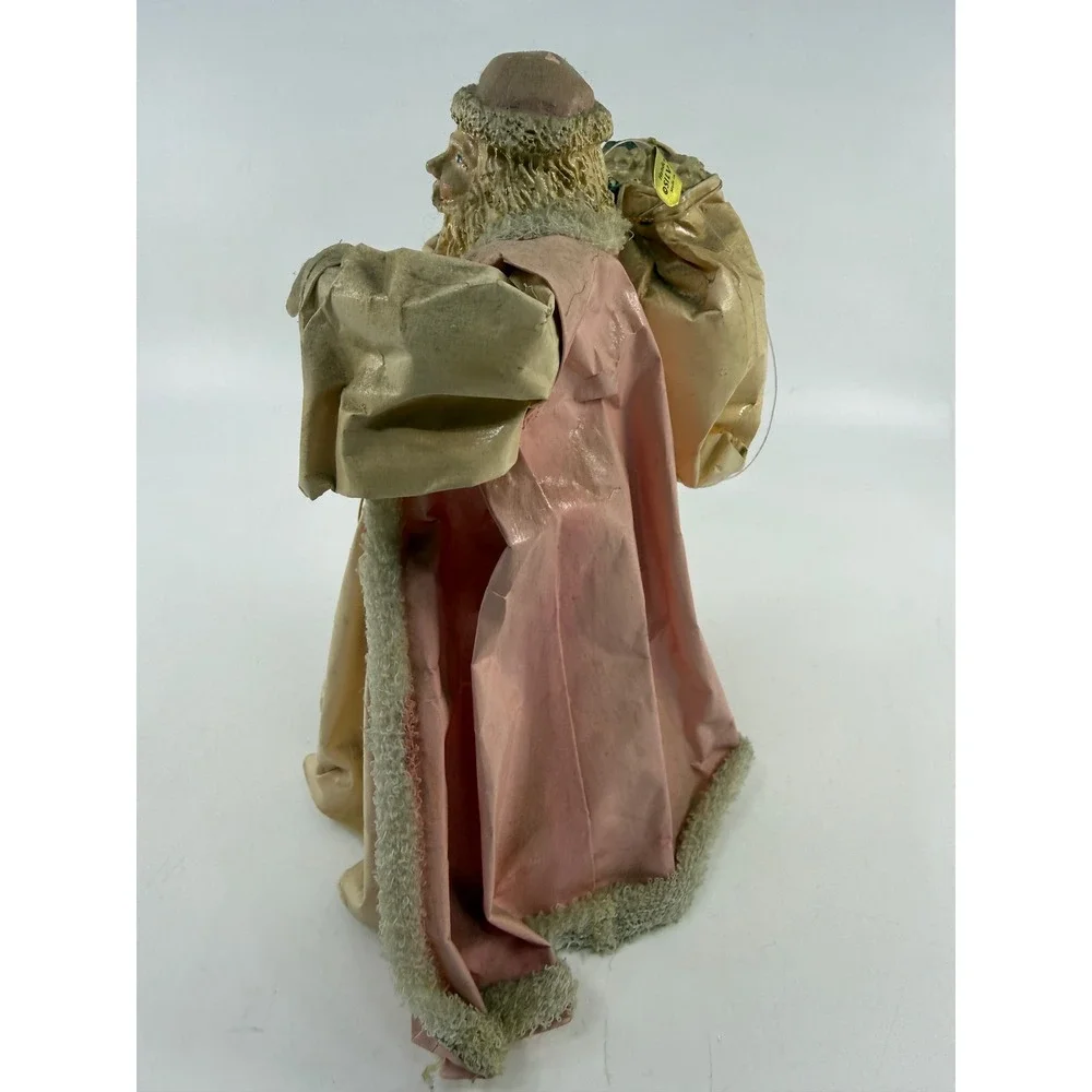 Vintage Silvestri Handcrafted Santa Claus Tree Topper Pink Cream Figurine 7.5